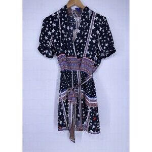 Avec Les Filles Stars & Stripes Midi Wrap Dress America Combo Size‎ Medium NEW